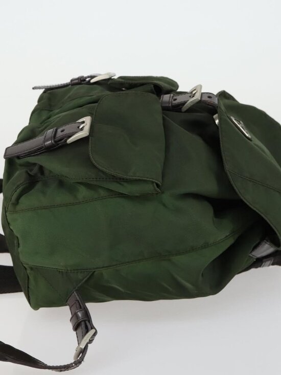 PRADA Backpack Nylon Green Silver Auth 157224 main image 9